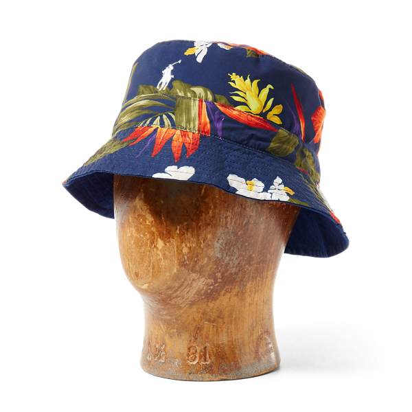 Navy Tropical Floral Reversible Twill Bucket Hat Polo Ralph Lauren 3