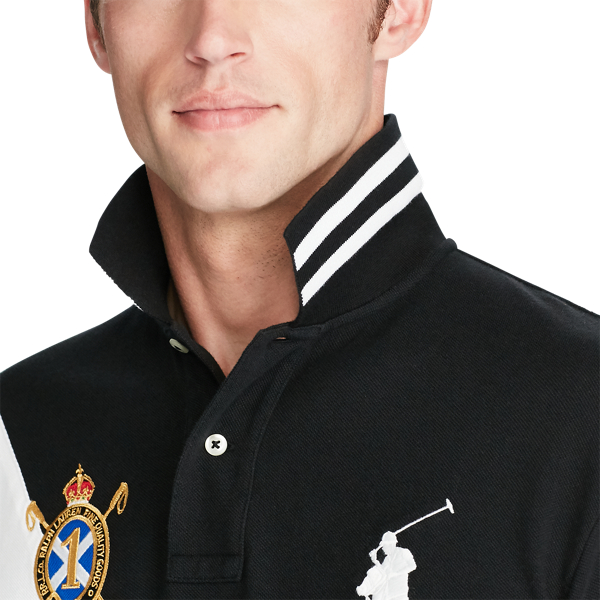 Polo Black/White Sash Slim Fit Mesh Polo Shirt Polo Ralph Lauren 4