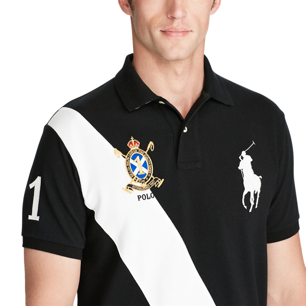 Polo Black/White Sash Slim Fit Mesh Polo Shirt Polo Ralph Lauren 5