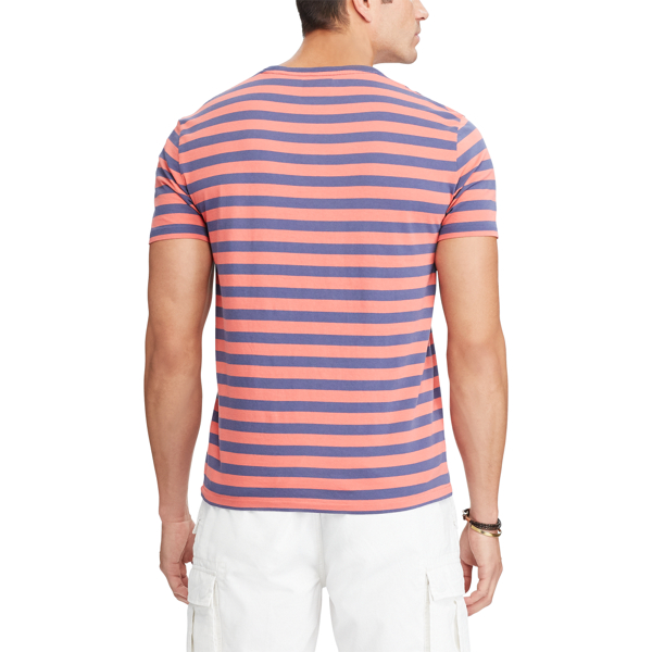 Western Red/Observer Blue Striped Cotton Pocket T-Shirt Big & Tall 4