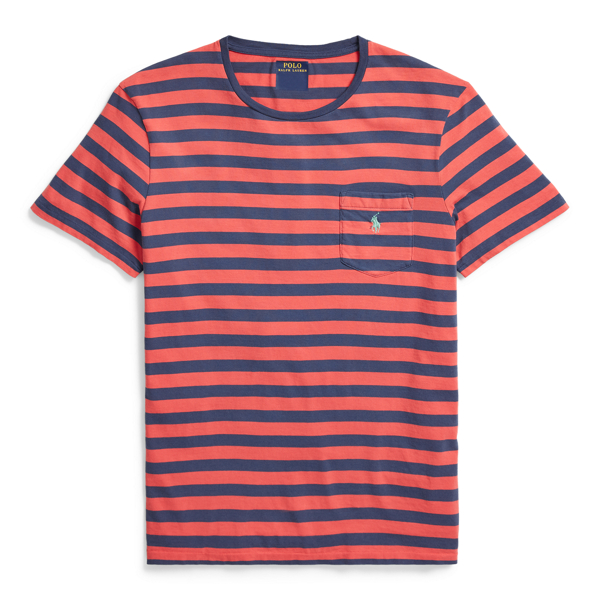 Western Red/Observer Blue Striped Cotton Pocket T-Shirt Big & Tall 1