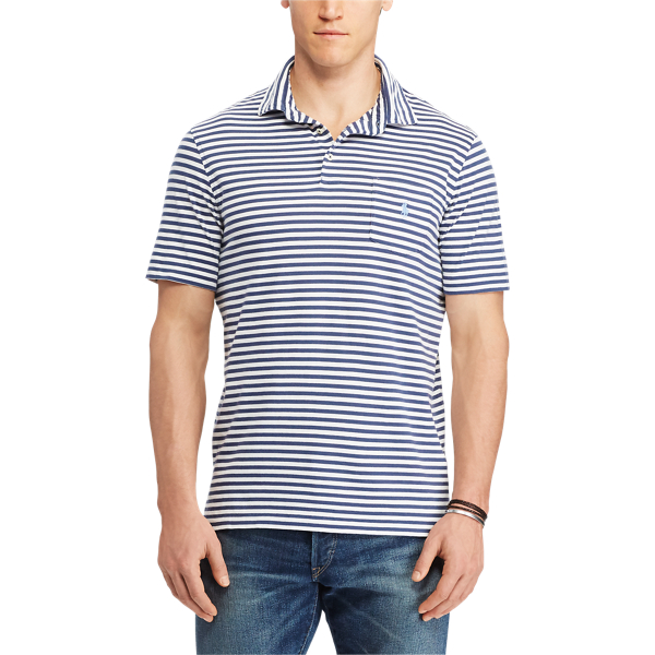Fresco Blue/White Classic Fit Jersey Polo Shirt Big & Tall 3