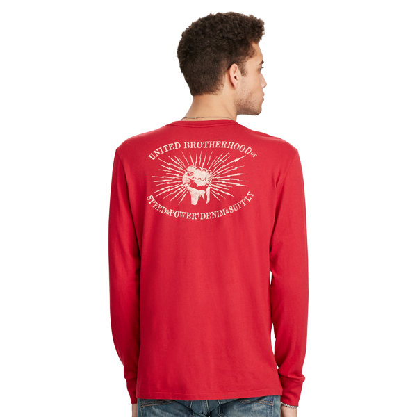 Ancient Red Cotton Long-Sleeve Graphic Tee Polo Denim & Supply 2