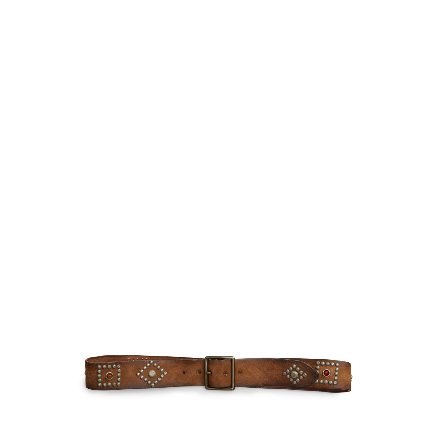 Мужской ремень Ralph Lauren Studded Roughout Leather, цвет: Светлый коричневый — фото 1