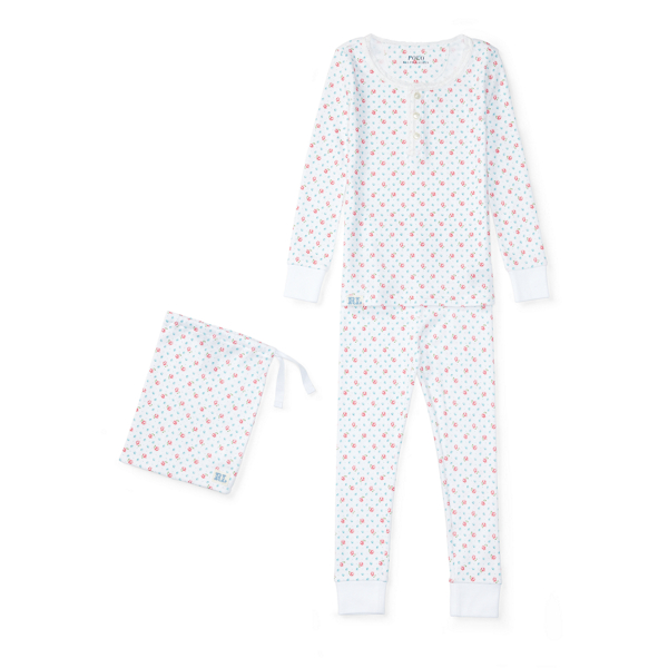 White/Pink Multi Floral Cotton Sleep Set Girls 2-6x 1