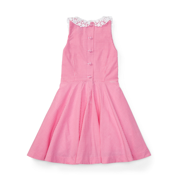 Pink/White Gingham Cotton Poplin Dress Girls 2-6x 2