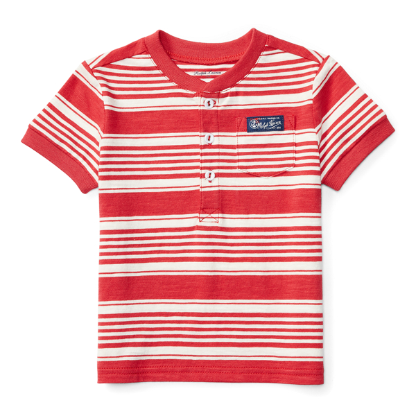Sedona Orange/Nevis Striped Cotton Jersey Henley Baby Boy 1