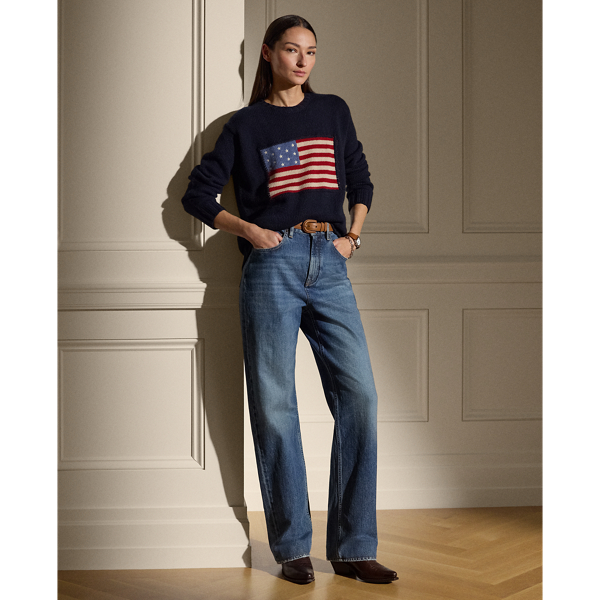 Midnight W/Flag Flag Cashmere Crewneck Jumper Ralph Lauren Collection 4