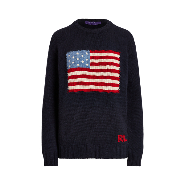 Midnight W/Flag Flag Cashmere Crewneck Jumper Ralph Lauren Collection 2