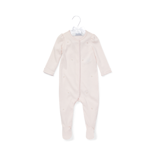 Embroidered Cotton Coverall Baby Girl 1