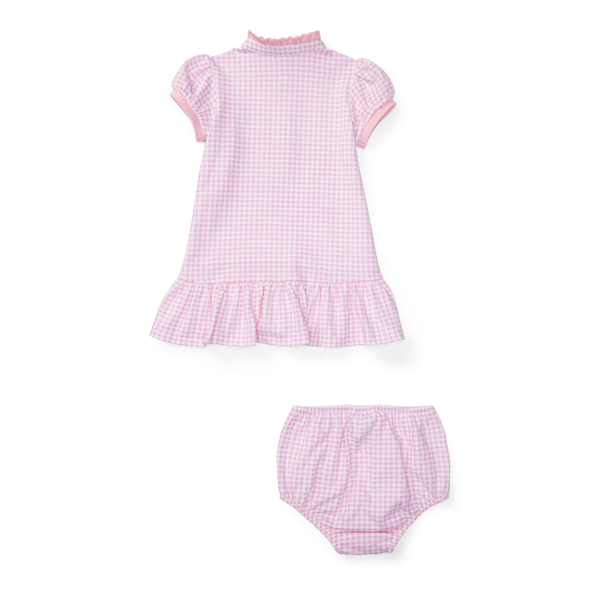 Pink/White Stretch Mesh Gingham Dress Baby Girl 2