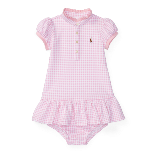 Pink/White Stretch Mesh Gingham Dress Baby Girl 1