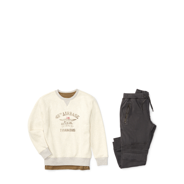 Light Olive Heather Cotton Jersey Crewneck Tee Boys 8-20 2