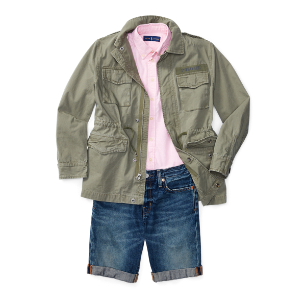 Soldier Olive Cotton Canvas Utility Jacket Boys 2-7 3