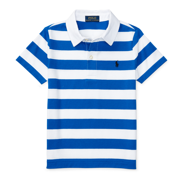 Pure White Multi Striped Cotton-Blend Polo Boys 2-7 1