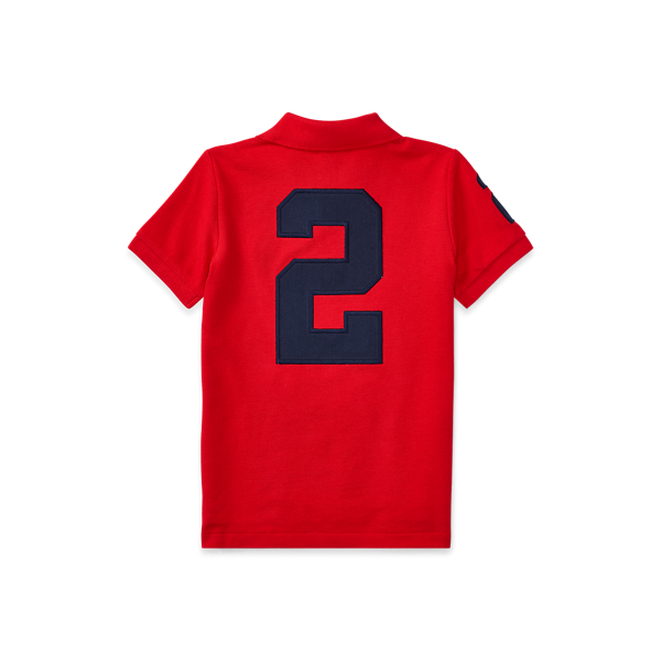 Rl2000 Red/Newport Navy Cotton Mesh Polo Shirt Boys 2-7 2