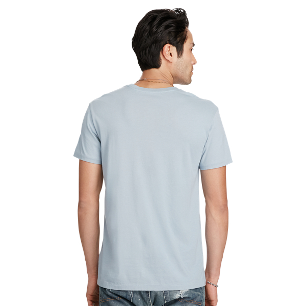 Wesley Blue Cotton Jersey Graphic Tee Polo Denim & Supply 2