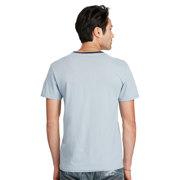 Wesley Blue/Phantom Blue Cotton Graphic Ringer Tee Polo Denim & Supply 2