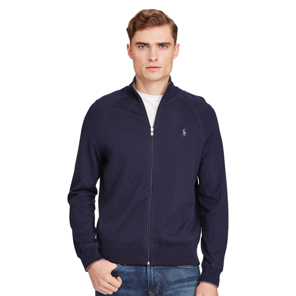 Hunter Navy Cotton Full-Zip Sweater Polo Ralph Lauren 3