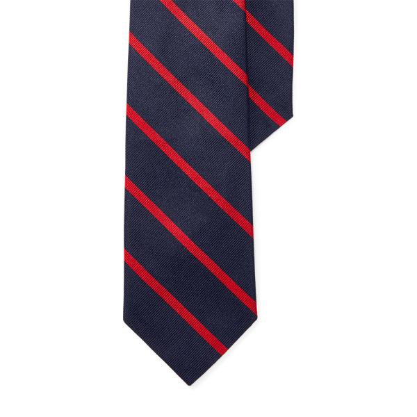 Navy/Red Striped Silk Repp Narrow Tie Polo Ralph Lauren 1