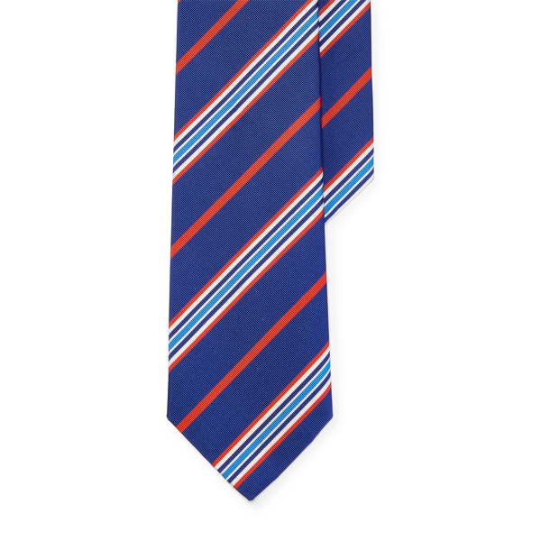 Navy Striped Silk-Blend Mogador Tie Purple Label 1
