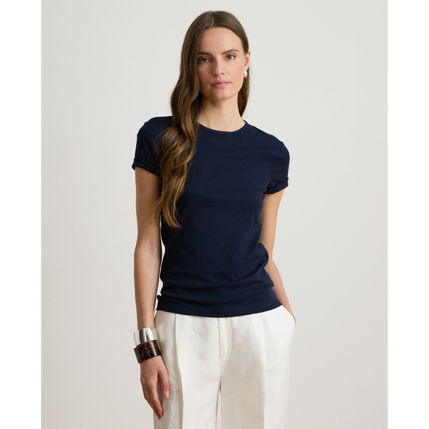 Женская футболка Ralph Lauren Stretch Cotton, цвет: Тёмно-синий — фото 4