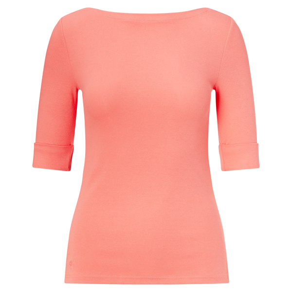 Summer Peach Stretch Cotton Boatneck Top Lauren 1