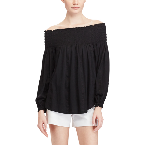 Polo Black Smocked Off-the-Shoulder Top Lauren 3