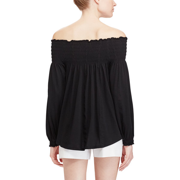 Polo Black Smocked Off-the-Shoulder Top Lauren 4