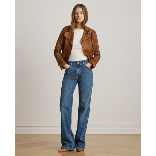 Dark Walnut Burnished Leather Moto Jacket Lauren 8