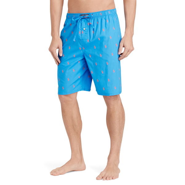 Jewel Blue/Dusk Orange Allover Pony Pajama Short Polo Ralph Lauren 1