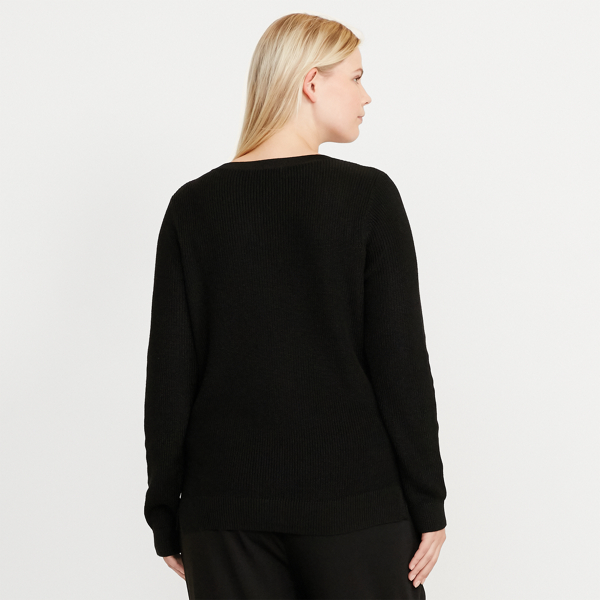 Polo Black Cotton-Blend Lace-Up Sweater Lauren Woman 2