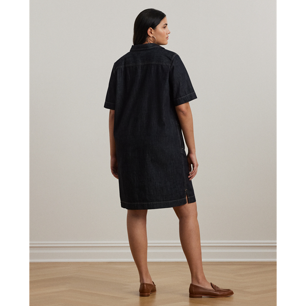 【RALPH LAUREN】デニム ポイントカラー 半袖 膝丈 シフトドレス Chambray Shift Dress