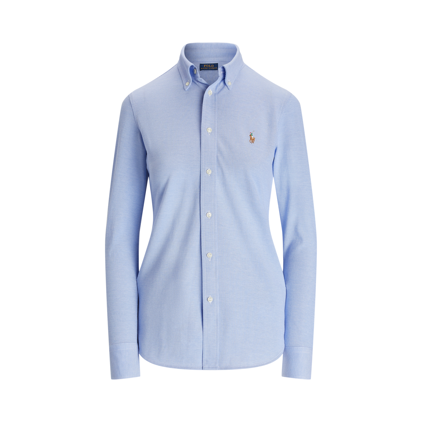 Женская рубашка Ralph Lauren Slim Fit Knit Cotton Oxford, цвет: Синий — фото 6