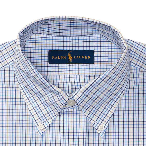 White/Yellow Checked Cotton Dress Shirt Polo Ralph Lauren 3