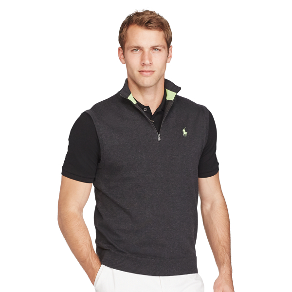 Onyx Heather Cotton Half-Zip Sweater Vest Polo Golf 3