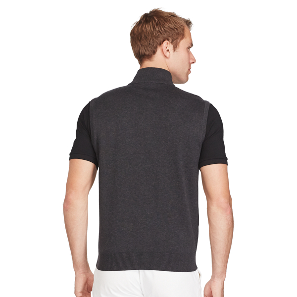 Onyx Heather Cotton Half-Zip Sweater Vest Polo Golf 4