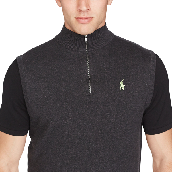 Onyx Heather Cotton Half-Zip Sweater Vest Polo Golf 5
