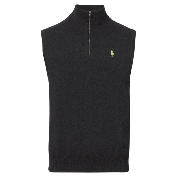 Onyx Heather Cotton Half-Zip Sweater Vest Polo Golf 1
