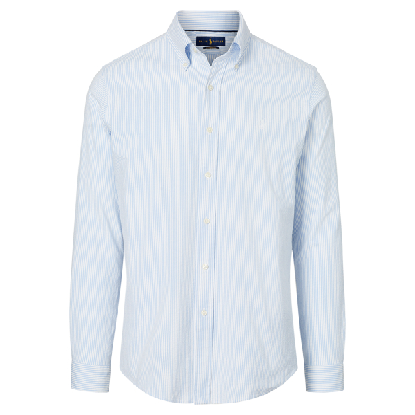 Regent Blue/White Performance Seersucker Shirt Polo Golf 1