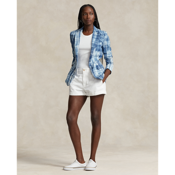 Indigo Patchwork Patchwork Cotton Madras Blazer Polo Ralph Lauren 4