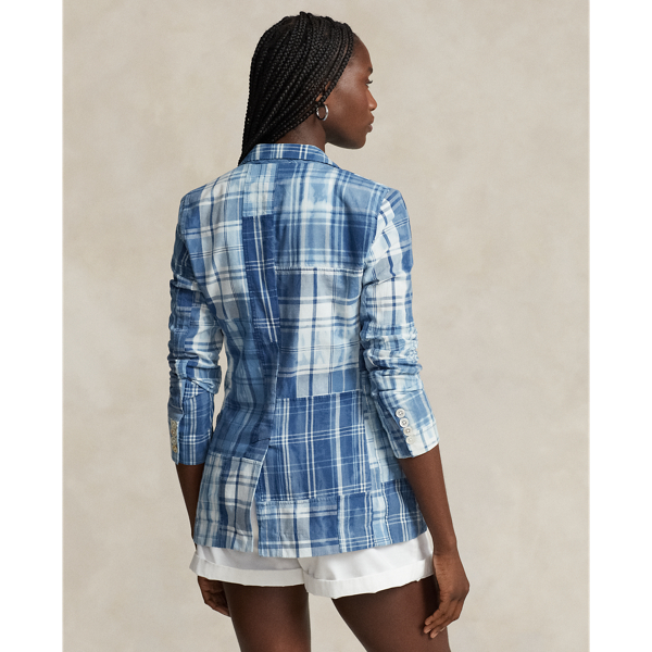 Indigo Patchwork Patchwork Cotton Madras Blazer Polo Ralph Lauren 5