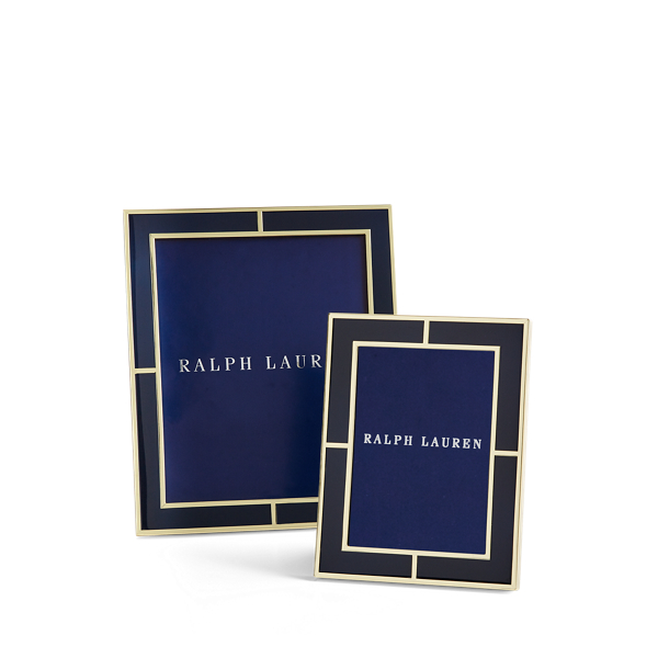 Cadre Classon en &eacute;mail bleu marine Ralph Lauren Home en Navy, Gold 2