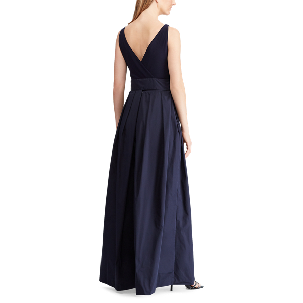Lighthouse Navy/Lh Navy Jersey-Taffeta V-Back Gown Lauren 3
