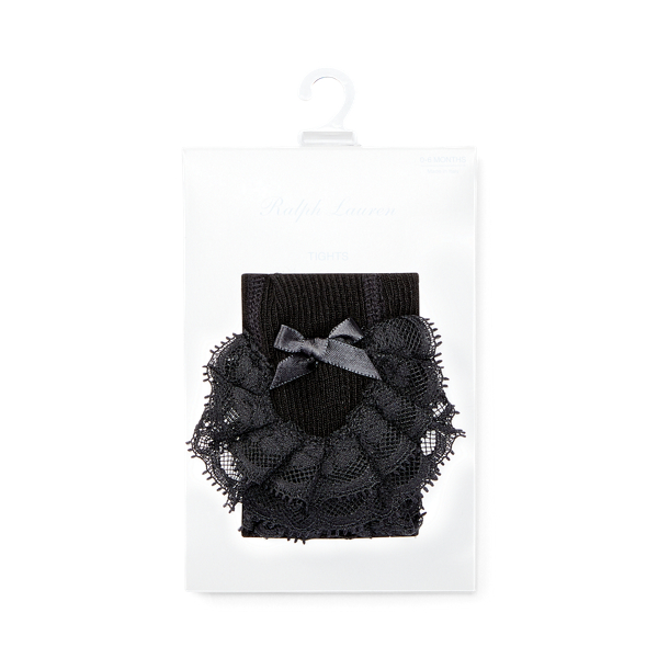 Black Ruffled Lace Tights Baby Girl 1