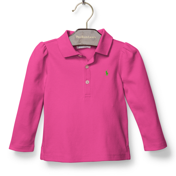 Sport Pink Cotton Long-Sleeve Polo Shirt Baby Girl 1