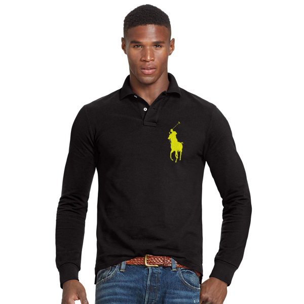 Polo Black Slim Fit Mesh Long-Sleeve Polo Polo Ralph Lauren 1
