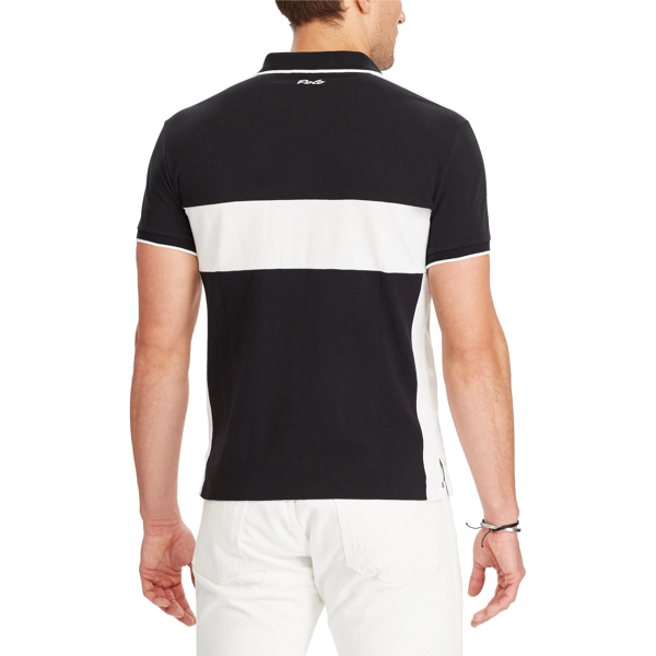 Polo Black/White Custom Slim Fit Mesh Polo Polo Ralph Lauren 5