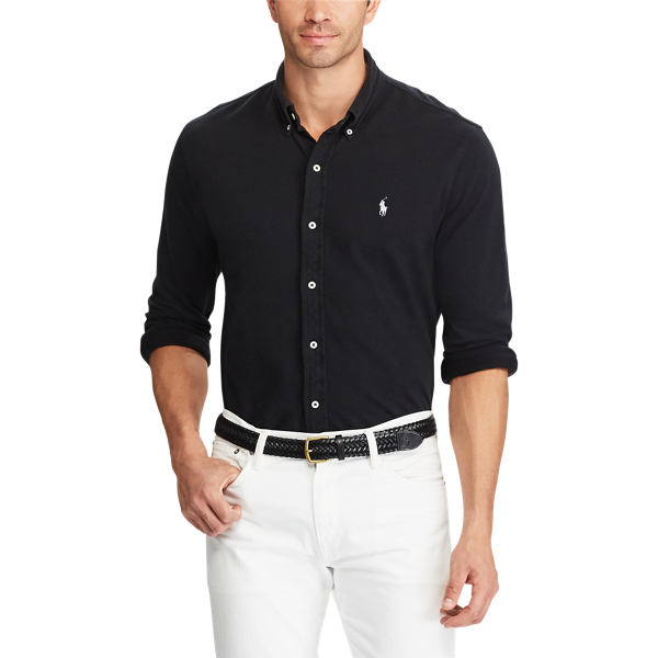 Black Cotton Mesh Shirt Big & Tall 3