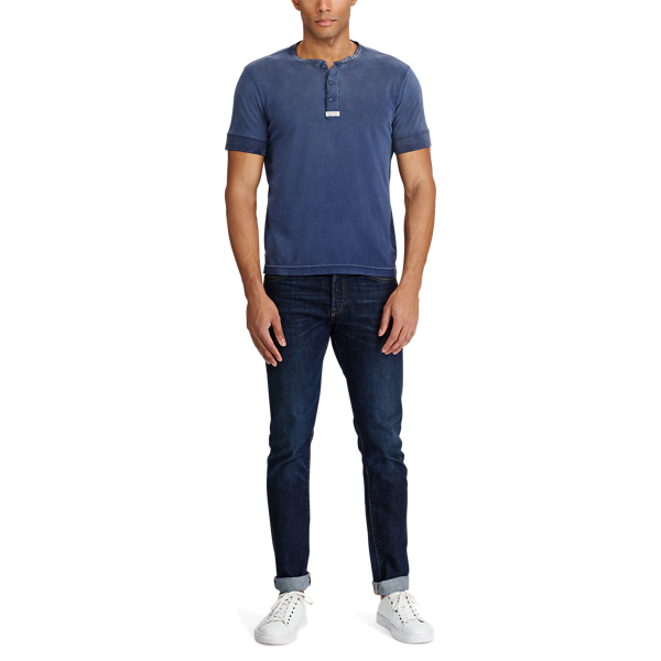 Dark Cobalt Cotton Jersey Henley Shirt Big & Tall 2